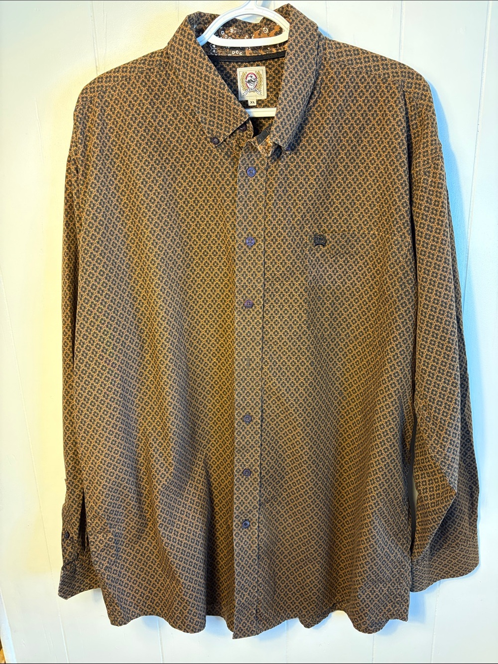 Cinch Men's Brown Geometric Button-Down Shirt Size XL - Picture 4 of 9